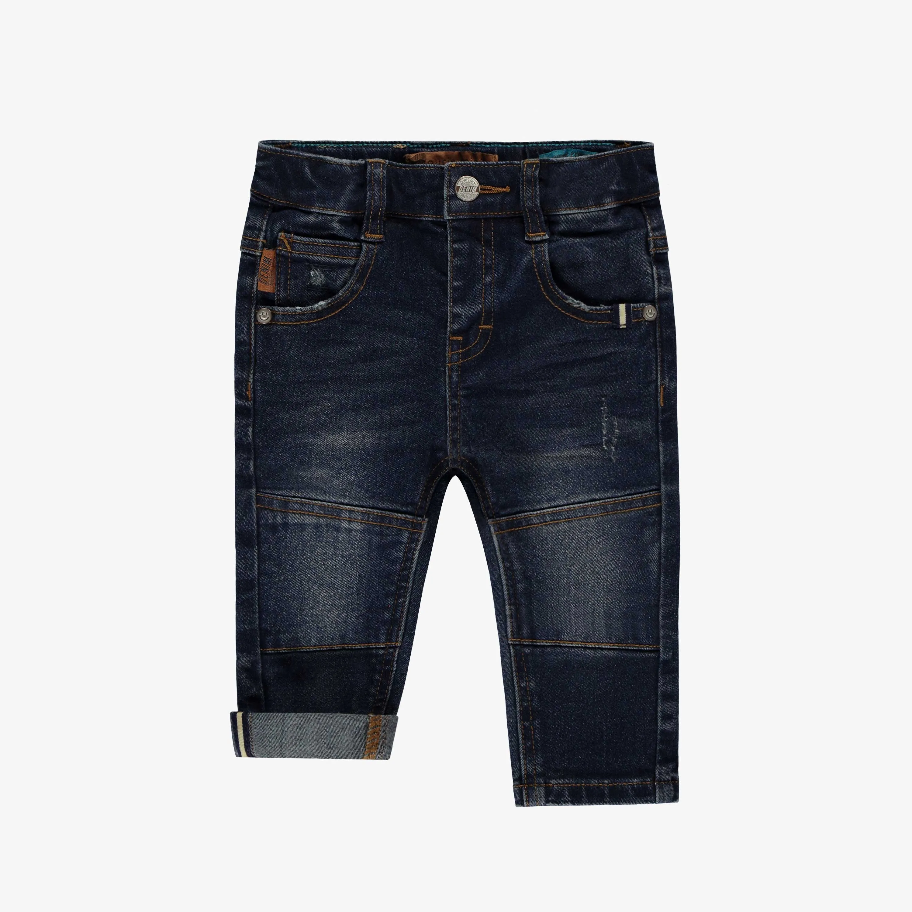 Pantalon en denim bleu foncé effet délavé, bébé || Dark blue denim pants with faded effect, baby