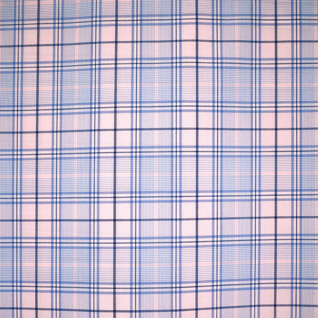 Pastel Tartan Plaid Fine Cotton Shirting Blush/Sky