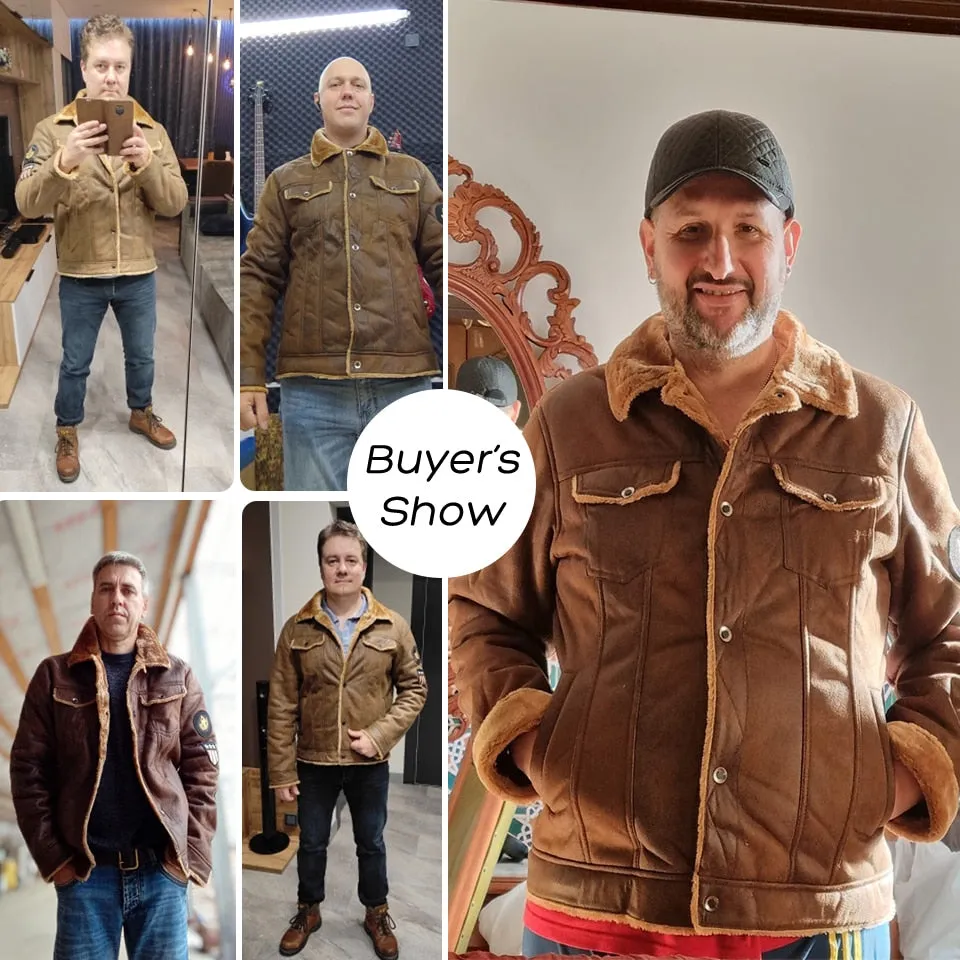 Patchwork Cashmere Lined Men's Faux Leather Bomber Biker Leather Jacket