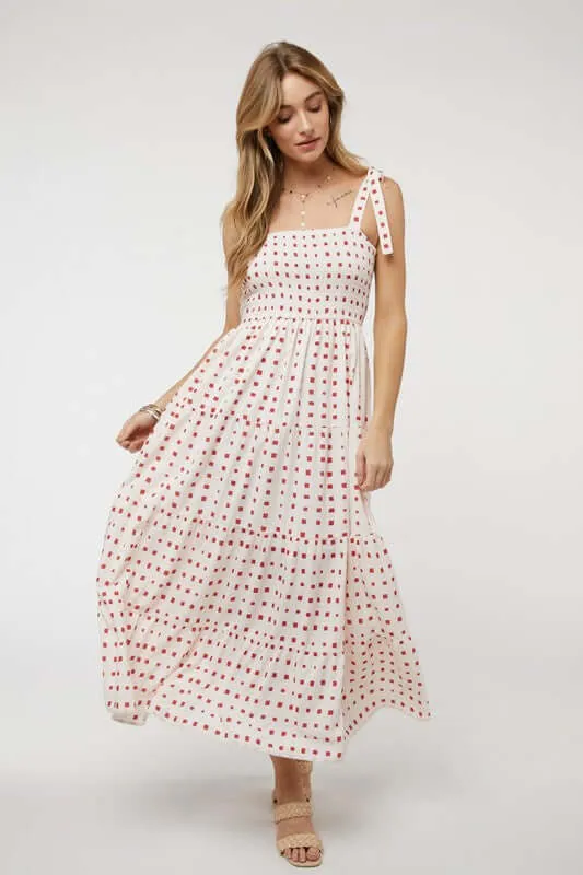 Printed Smocked Ruffle Maxi Dress