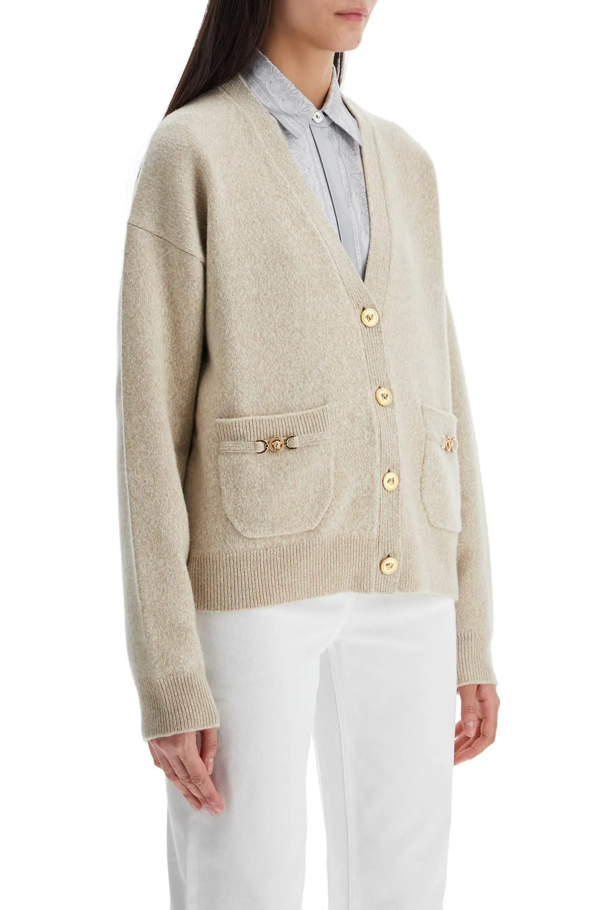 "oversized wool and cashmere 1013437 1A11287 BEIGE BONE