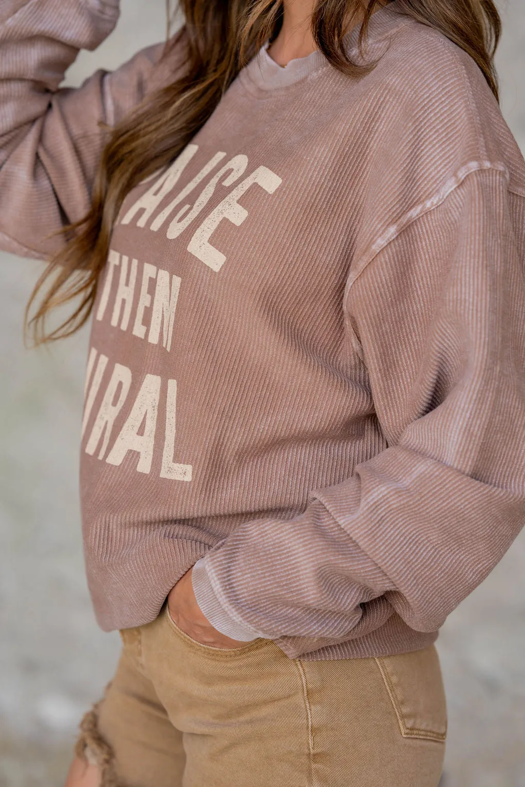 Raise Them Rural Ribbed Graphic Crewneck