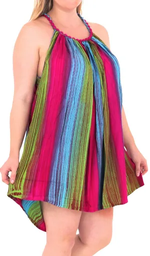 Rayon Swimwear Tie Dye Casual Short Beach Dress Evening Caftan Cover up Green