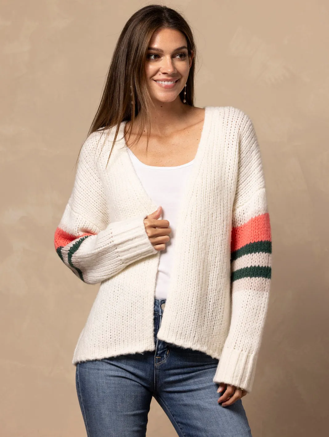 Rizzo Chunky Accent Stripe Cardigan