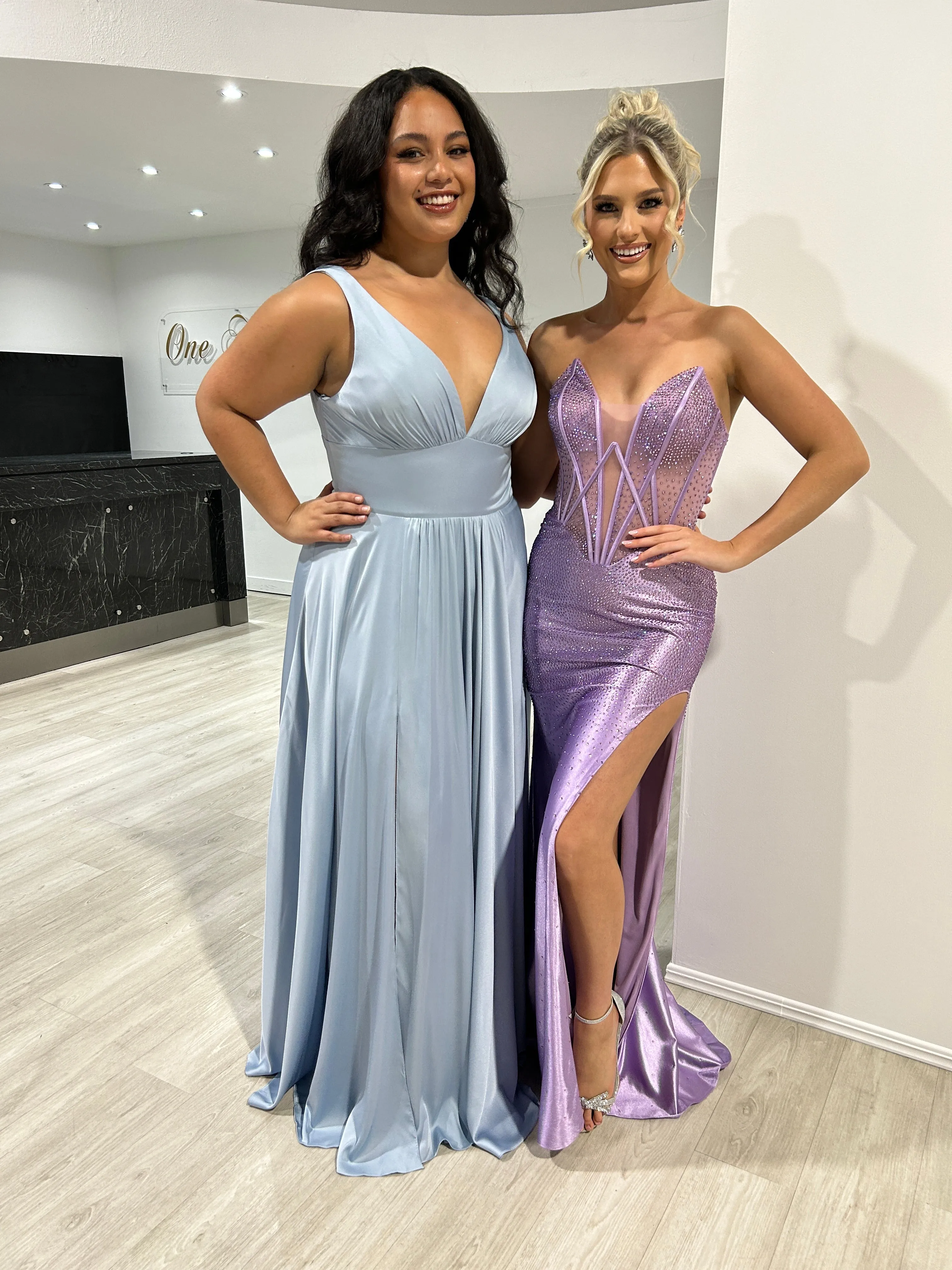 ROMANA Strapless Satin Diamanté Detail Corset Bustier Formal Dress