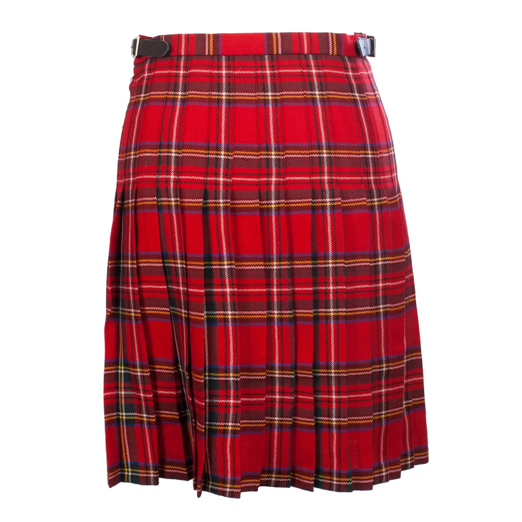 ROYAL STEWART TARTAN LADIES KNEE LENGTH TARTAN KILTED PLATED SKIRT
