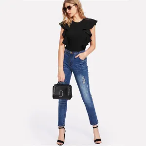 Ruffle Cute Textured Bodysuit Women White Cap Sleeve Slim Summer Bodysuits Fashion New Sexy Brief Skinny