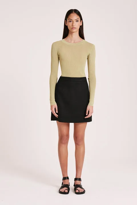 RYNN LINEN MINI SKIRT - BLACK