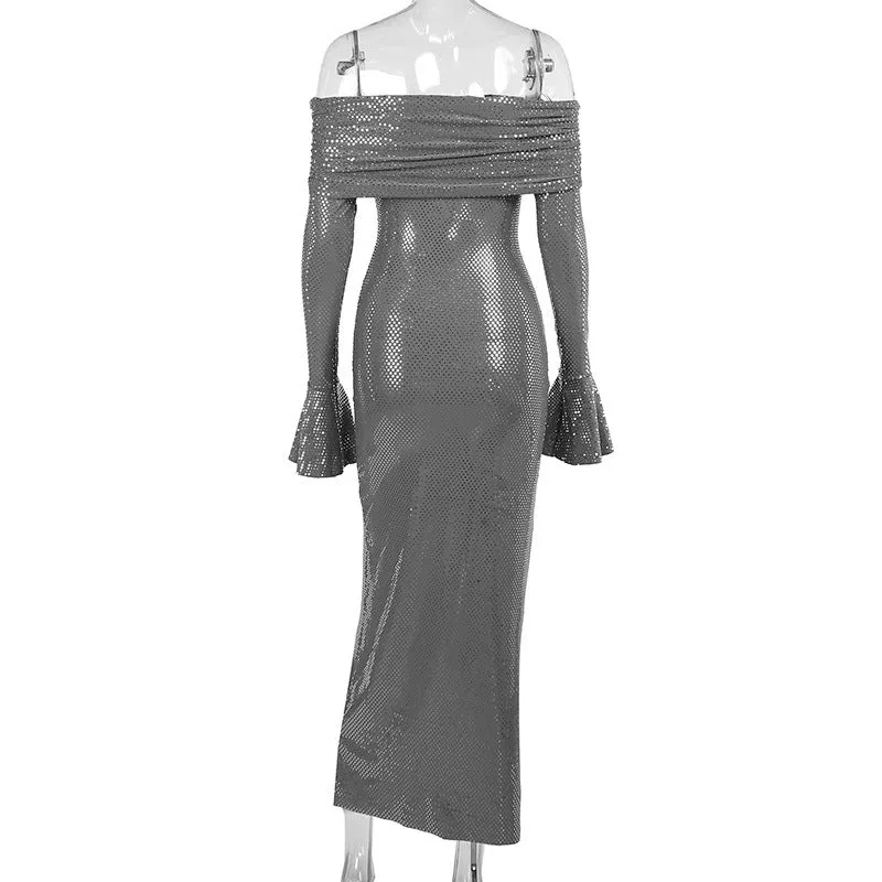Sensual Sophistication: Maxi Dress with Package Hip, Elegant Panel Pressing