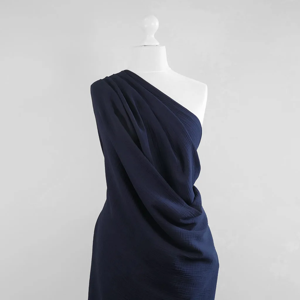 Seoni - Navy Cotton Double Gauze Woven Fabric Sample