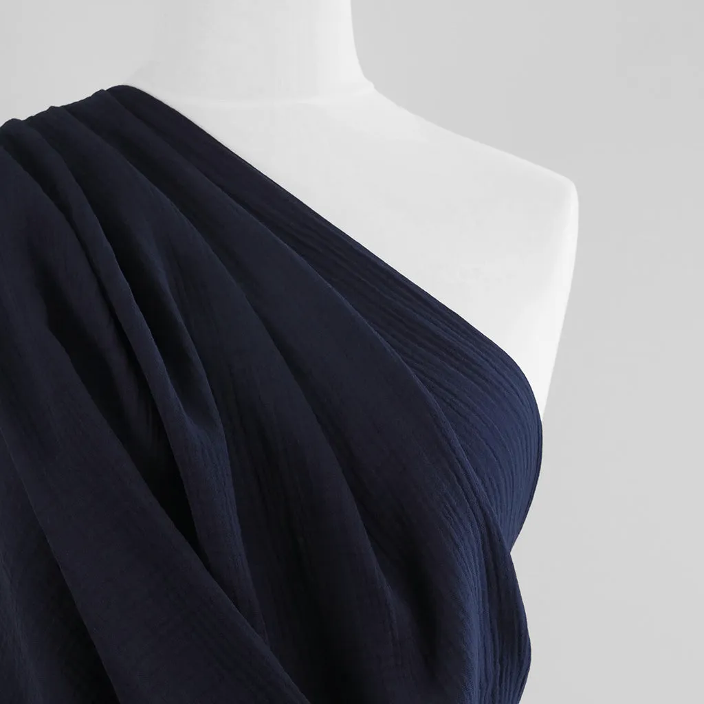 Seoni - Navy Cotton Double Gauze Woven Fabric Sample