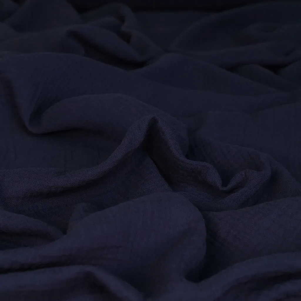 Seoni - Navy Cotton Double Gauze Woven Fabric Sample