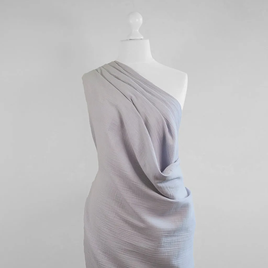 Seoni - Silver Grey Cotton Double Gauze Woven Fabric - 1.8m Remnant