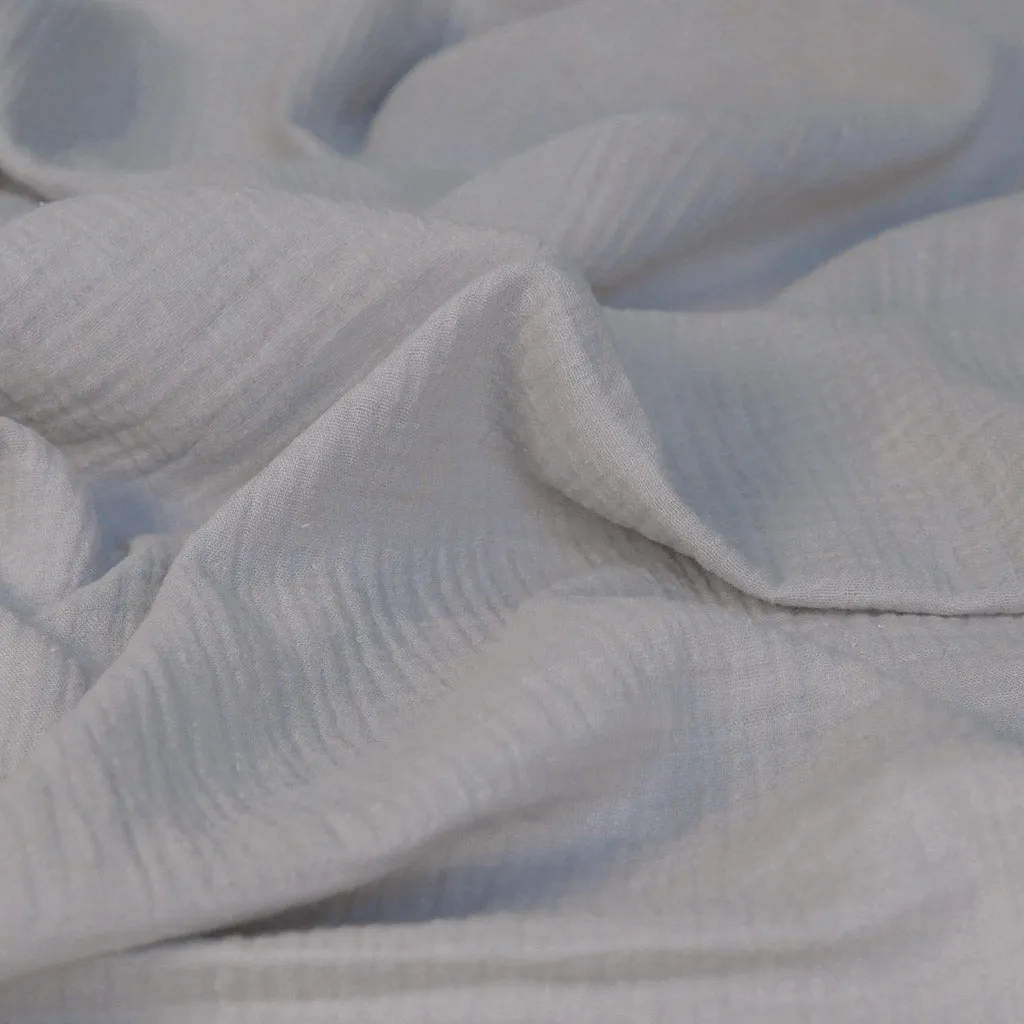 Seoni - Silver Grey Cotton Double Gauze Woven Fabric - 1.8m Remnant