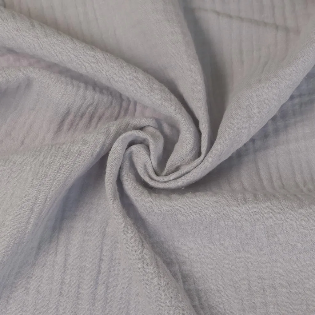 Seoni - Silver Grey Cotton Double Gauze Woven Fabric - 1.8m Remnant