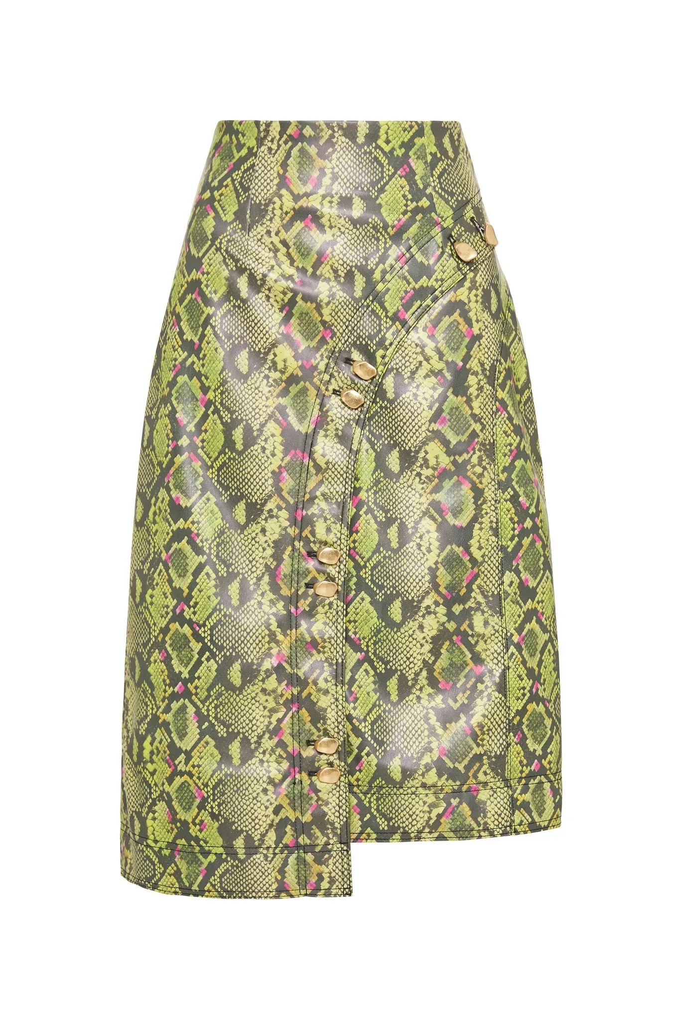 Serpentine Vegan Leather Midi Skirt
