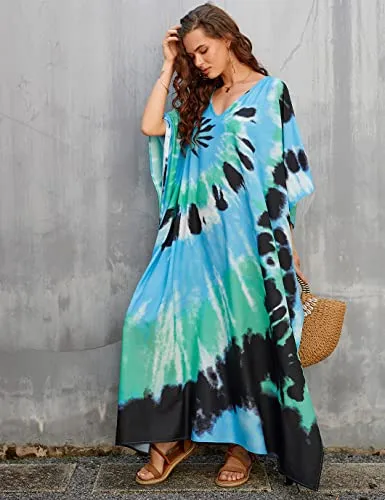 Sexy V-Neck Side Split Kaftan Beach Cover-Up Plus Size