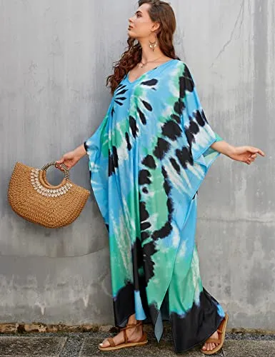 Sexy V-Neck Side Split Kaftan Beach Cover-Up Plus Size