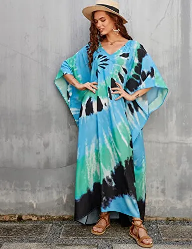 Sexy V-Neck Side Split Kaftan Beach Cover-Up Plus Size