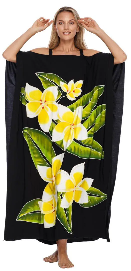 SHU-SHI Women's Cold Shoulder Floral Kaftan Dress | Plus Size Maxi Beach Cover-Up Caftan