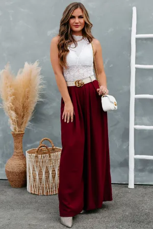 So Jaded High Waisted Wide Leg Pants (Burgundy)