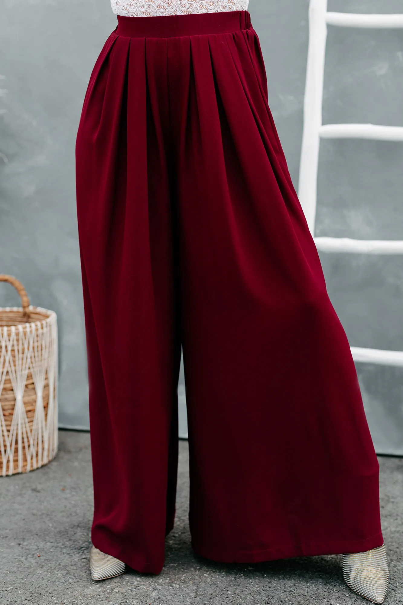 So Jaded High Waisted Wide Leg Pants (Burgundy)