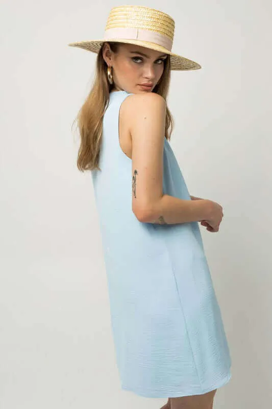 Solid Casual Sleeveless V-NeckMini Dress