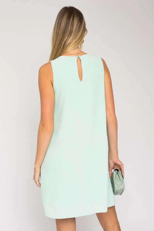 Solid Casual Sleeveless V-NeckMini Dress