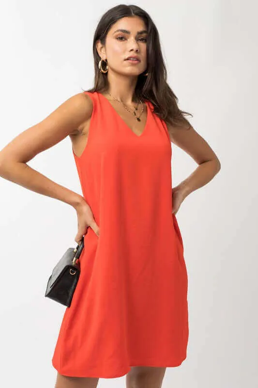 Solid Casual Sleeveless V-NeckMini Dress