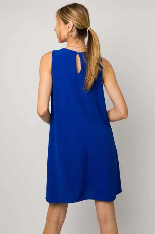 Solid Casual Sleeveless V-NeckMini Dress