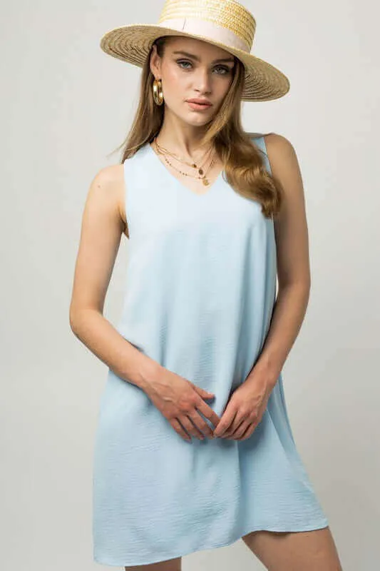 Solid Casual Sleeveless V-NeckMini Dress