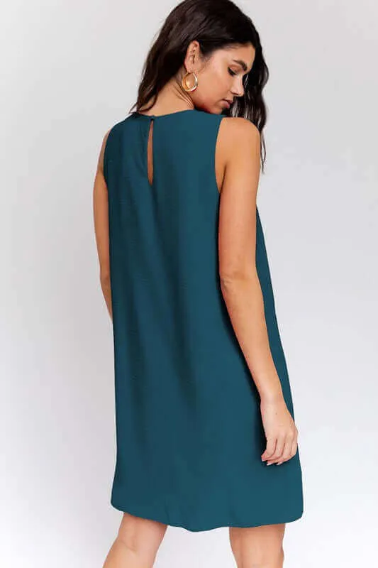 Solid Casual Sleeveless V-NeckMini Dress