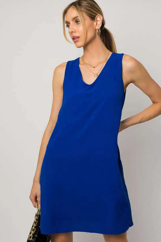 Solid Casual Sleeveless V-NeckMini Dress