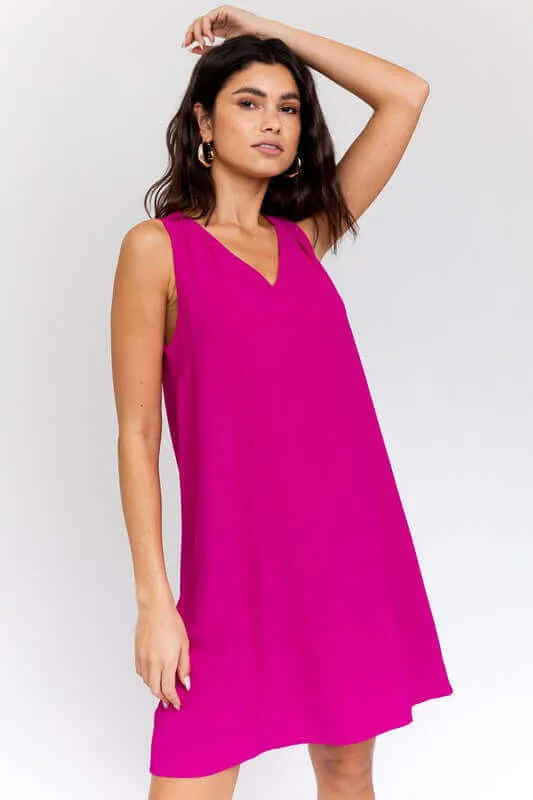 Solid Casual Sleeveless V-NeckMini Dress