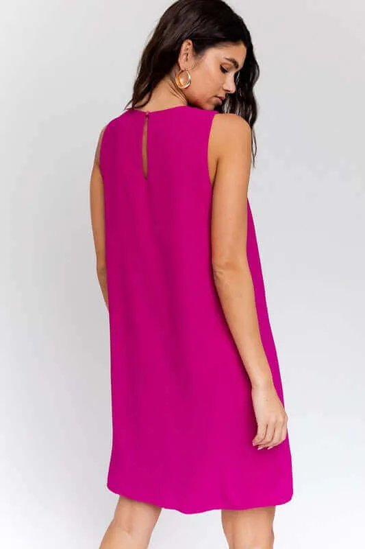 Solid Casual Sleeveless V-NeckMini Dress