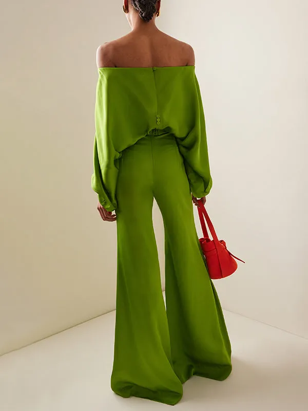 Solid Color Split-Joint High Waisted Loose Trousers Pants
