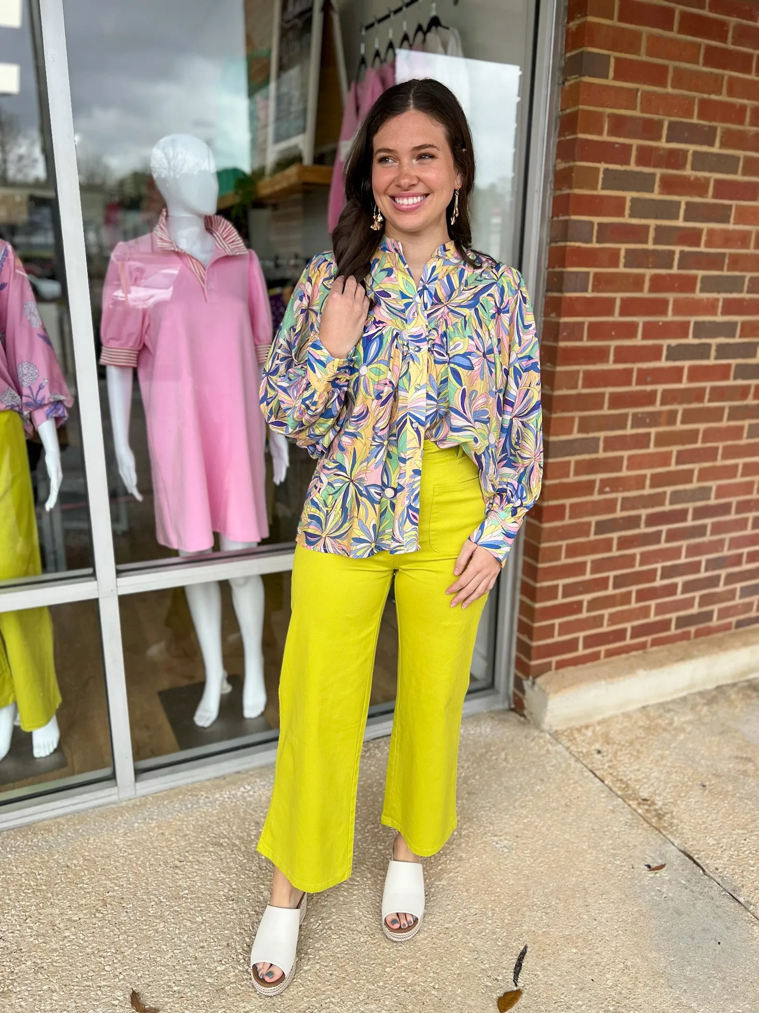 Somebody To Love Lime Green HW Wide Leg Ankle Pants