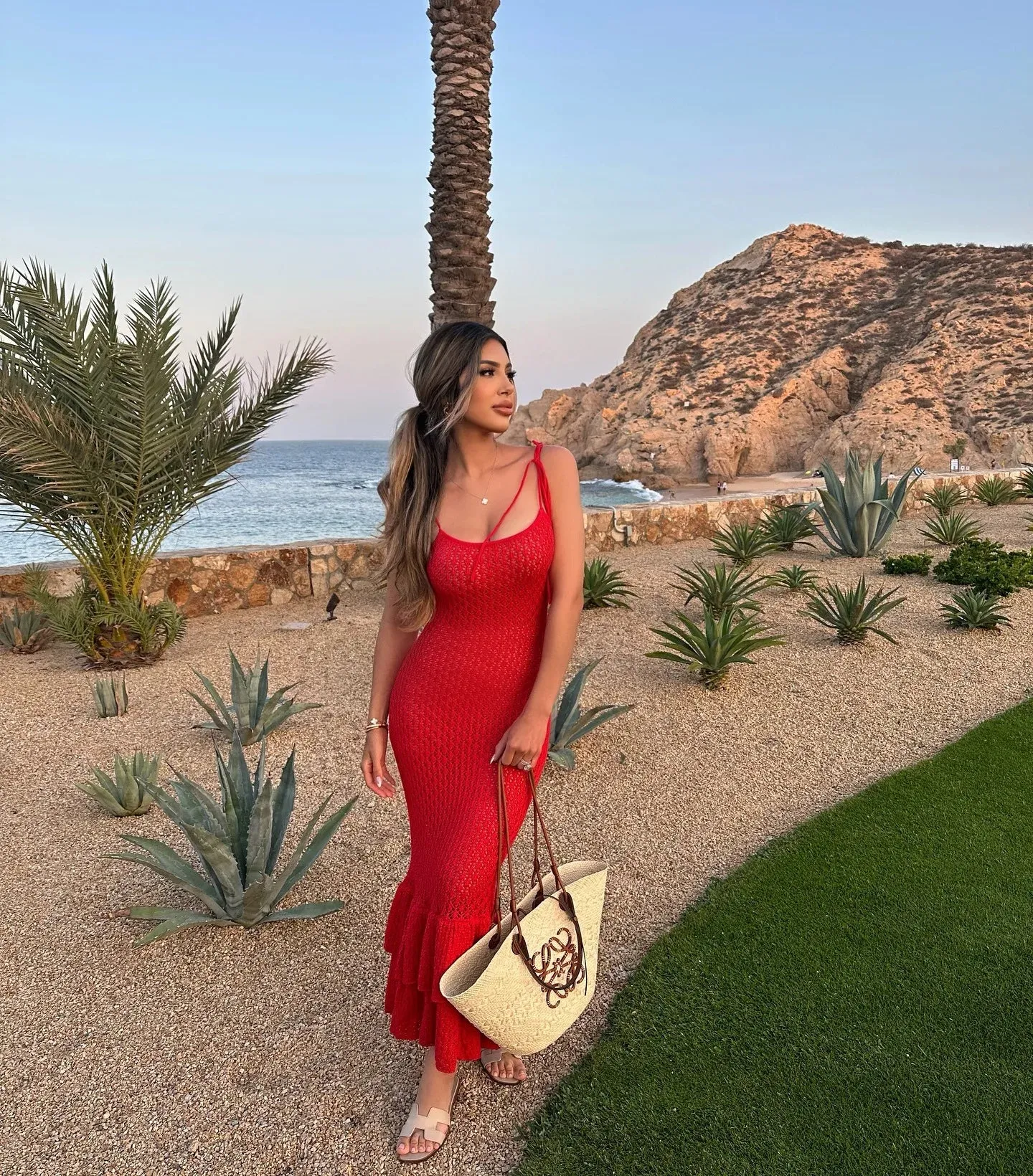 Spaghetti Ruffle Wrap Knit Beach Dress