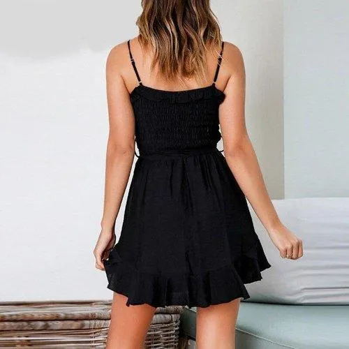 Spaghetti Strap Ruffles A-Line Mini Dress