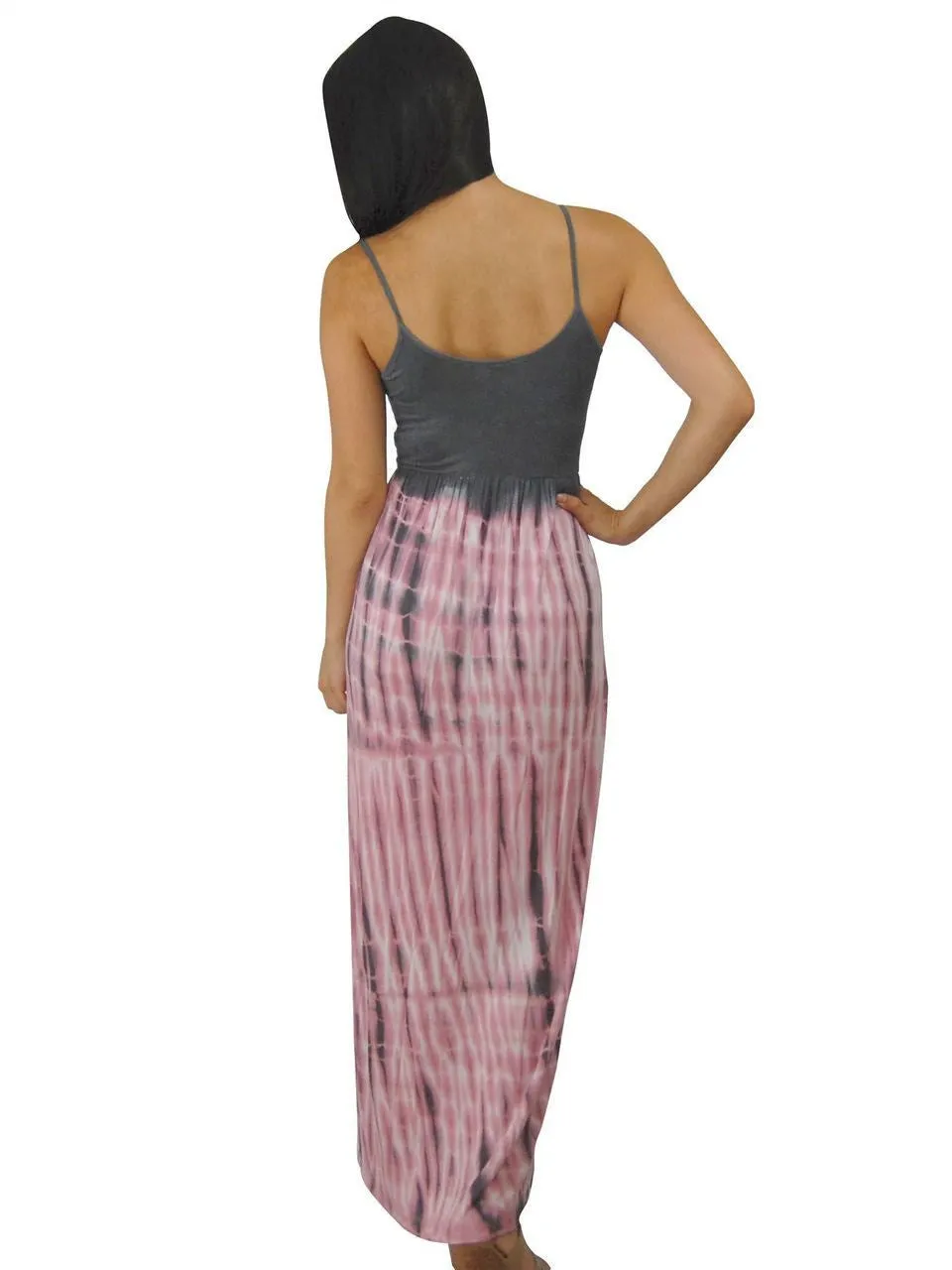 Spaghetti Strap Tie Dye Navy Blue Maxi Dress
