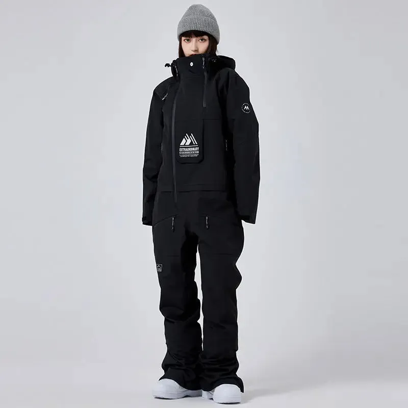Stand Collar Ski Rompers for Women One-piece Skiwear