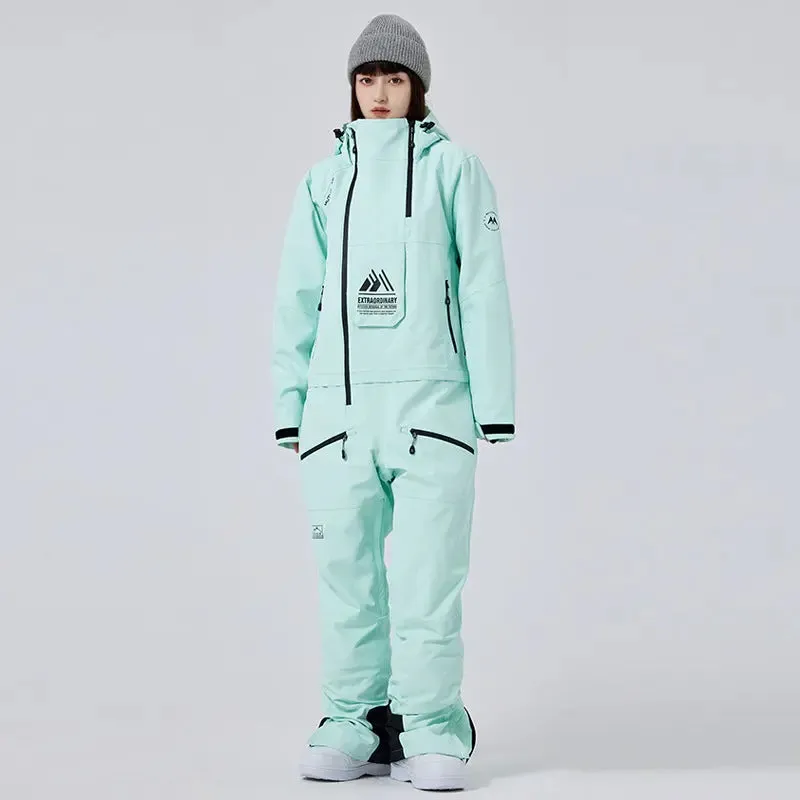Stand Collar Ski Rompers for Women One-piece Skiwear