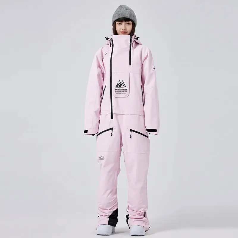 Stand Collar Ski Rompers for Women One-piece Skiwear