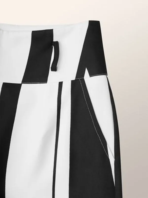 Striped Tied Waist High Waisted Loose Trousers Pants