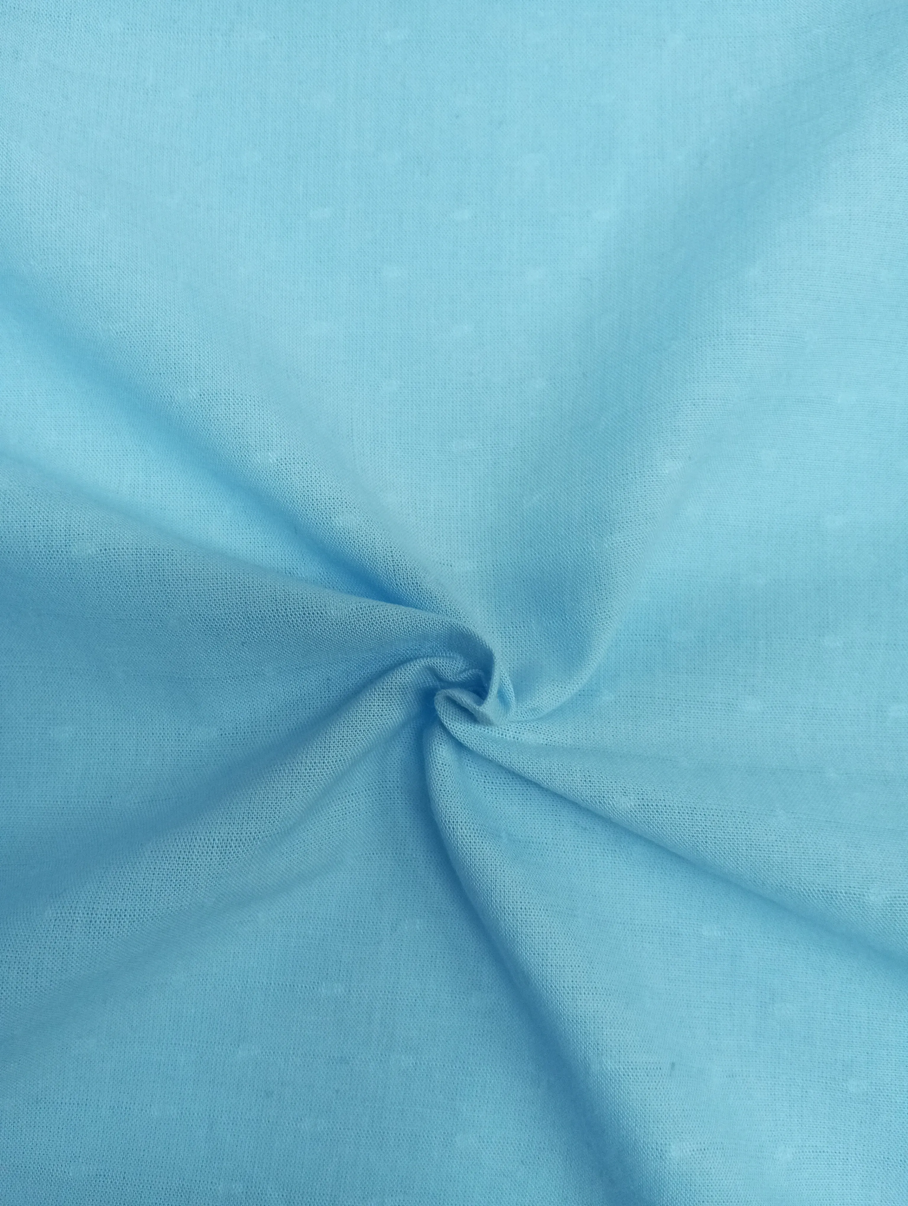 Swiss Dots Light Blue Plain Cotton Fabric