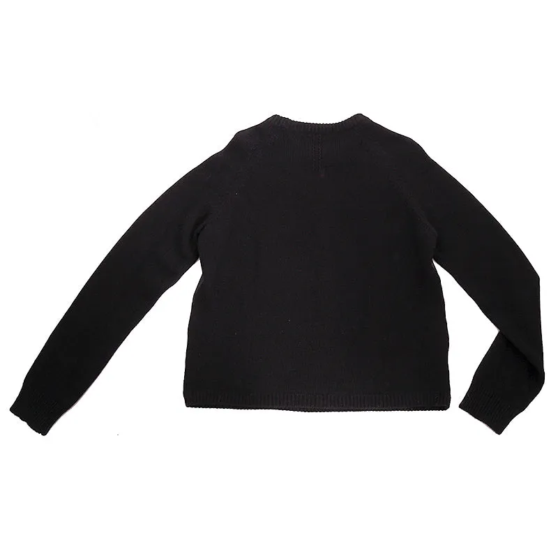 sz M NEW $1,790 SAINT LAURENT Men's Black LEATHER & Wool Cashmere Knit SWEATER