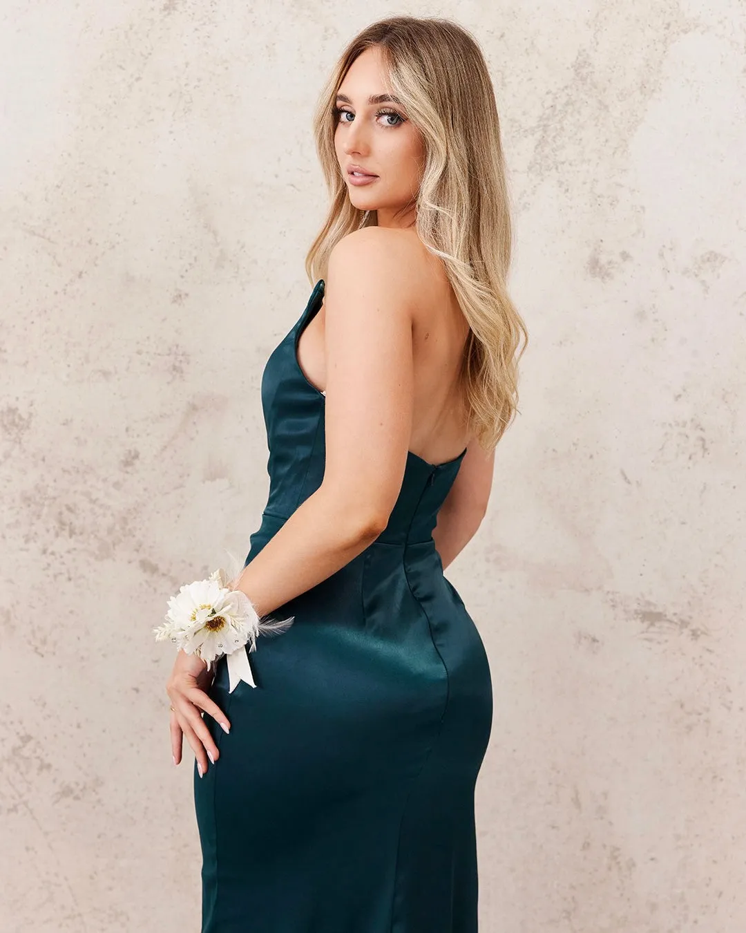 Tayla Satin Gown - Forest Green