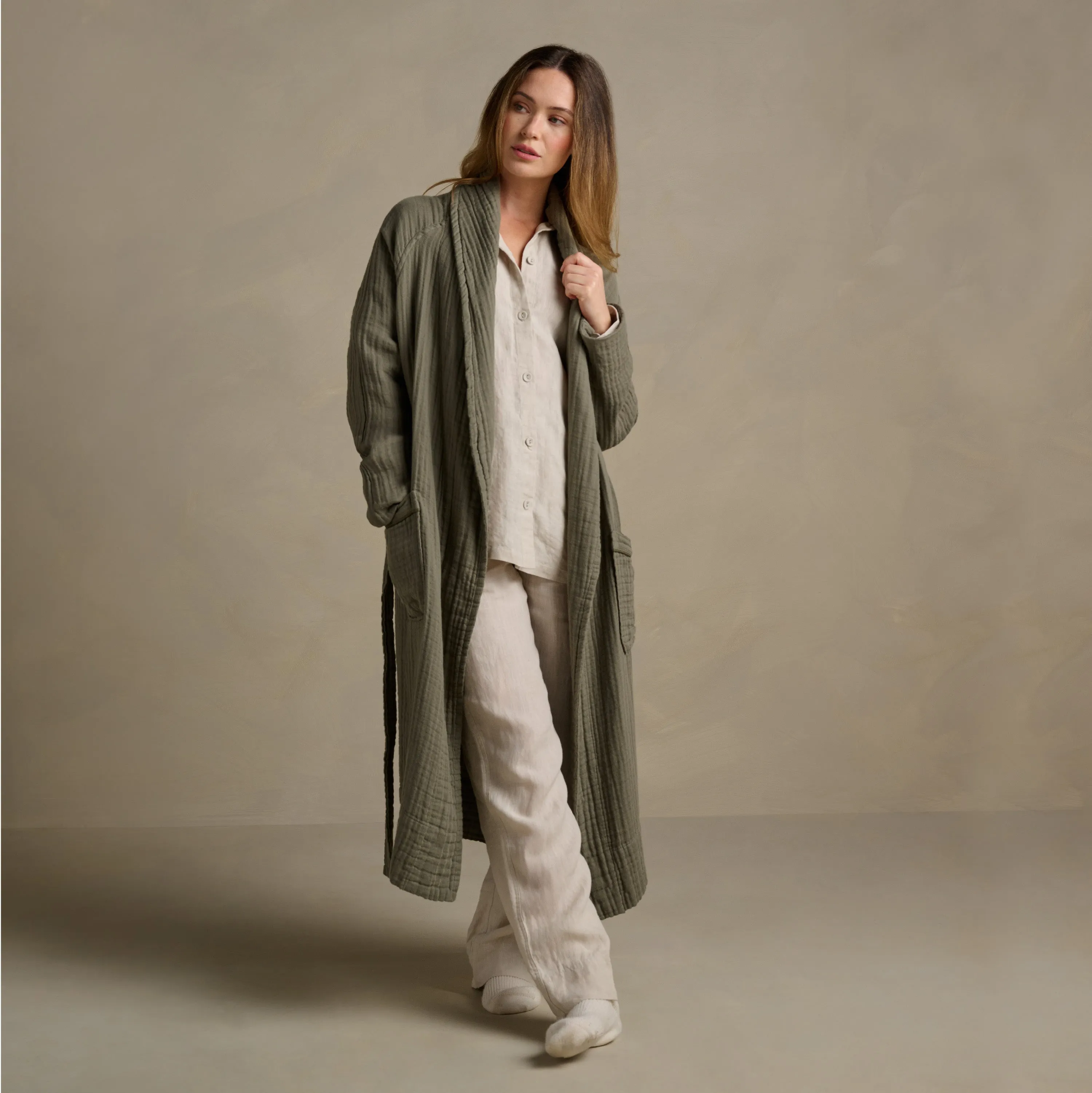 The Dream Cotton Robe - Moss