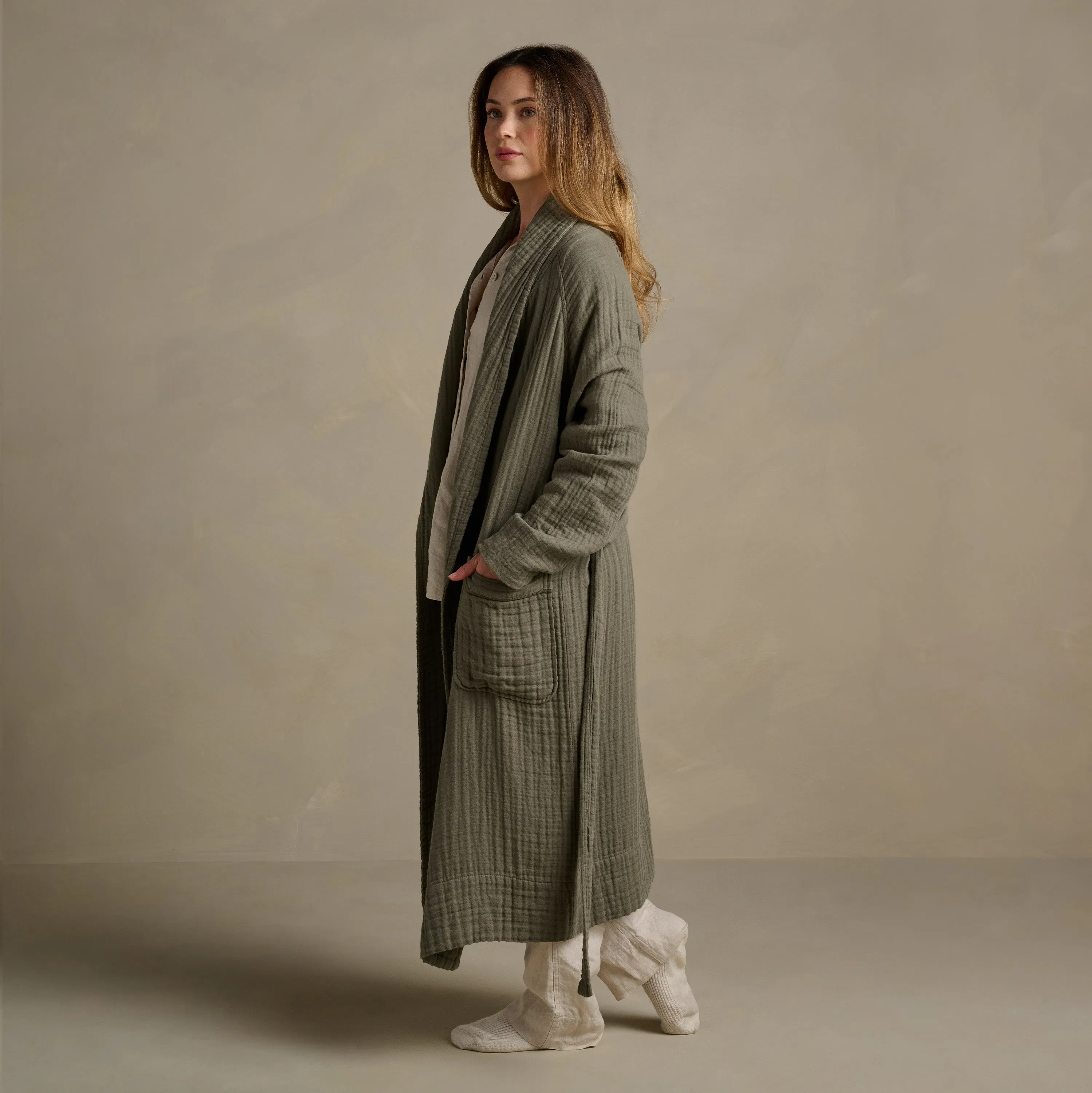 The Dream Cotton Robe - Moss