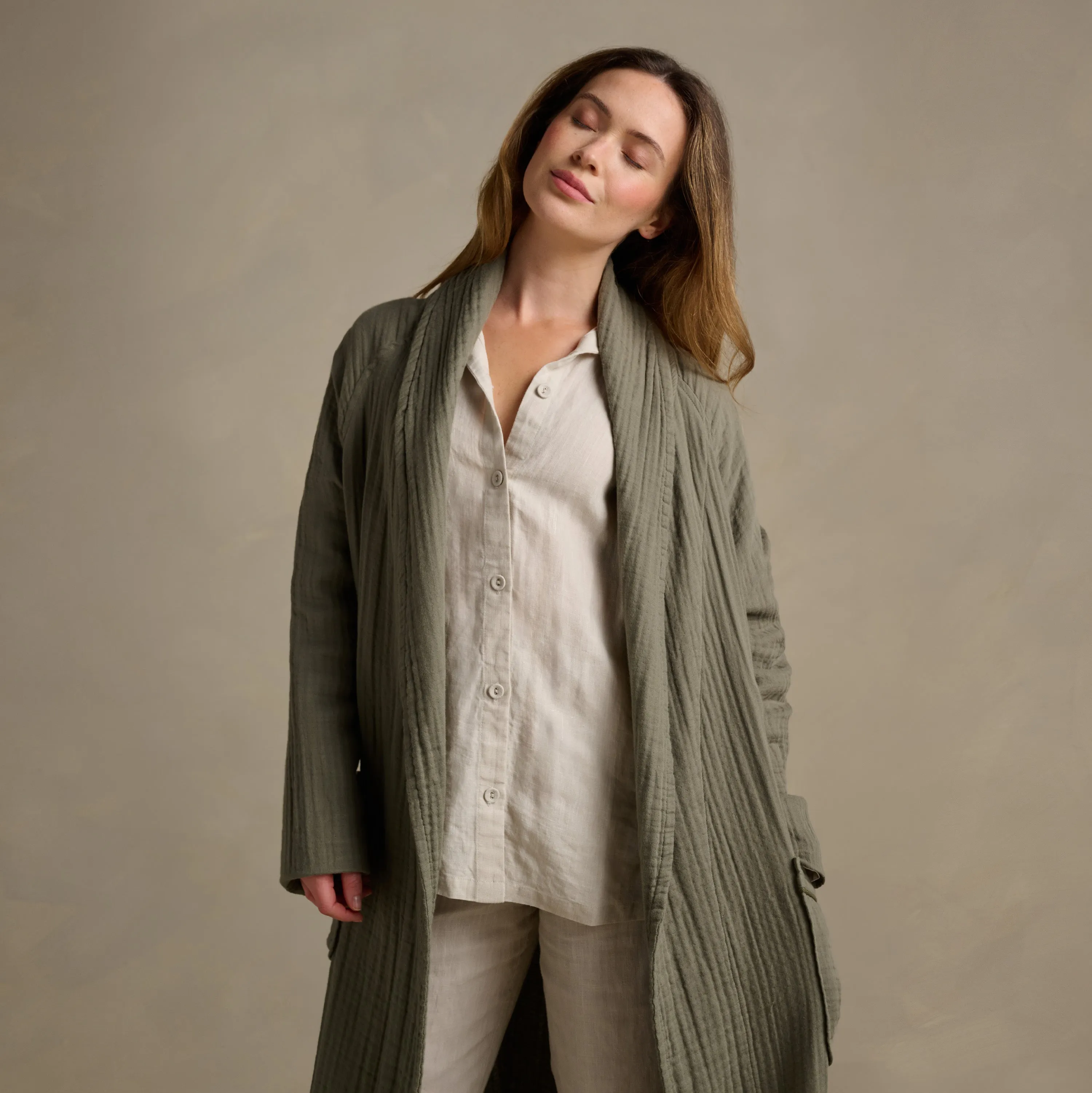 The Dream Cotton Robe - Moss